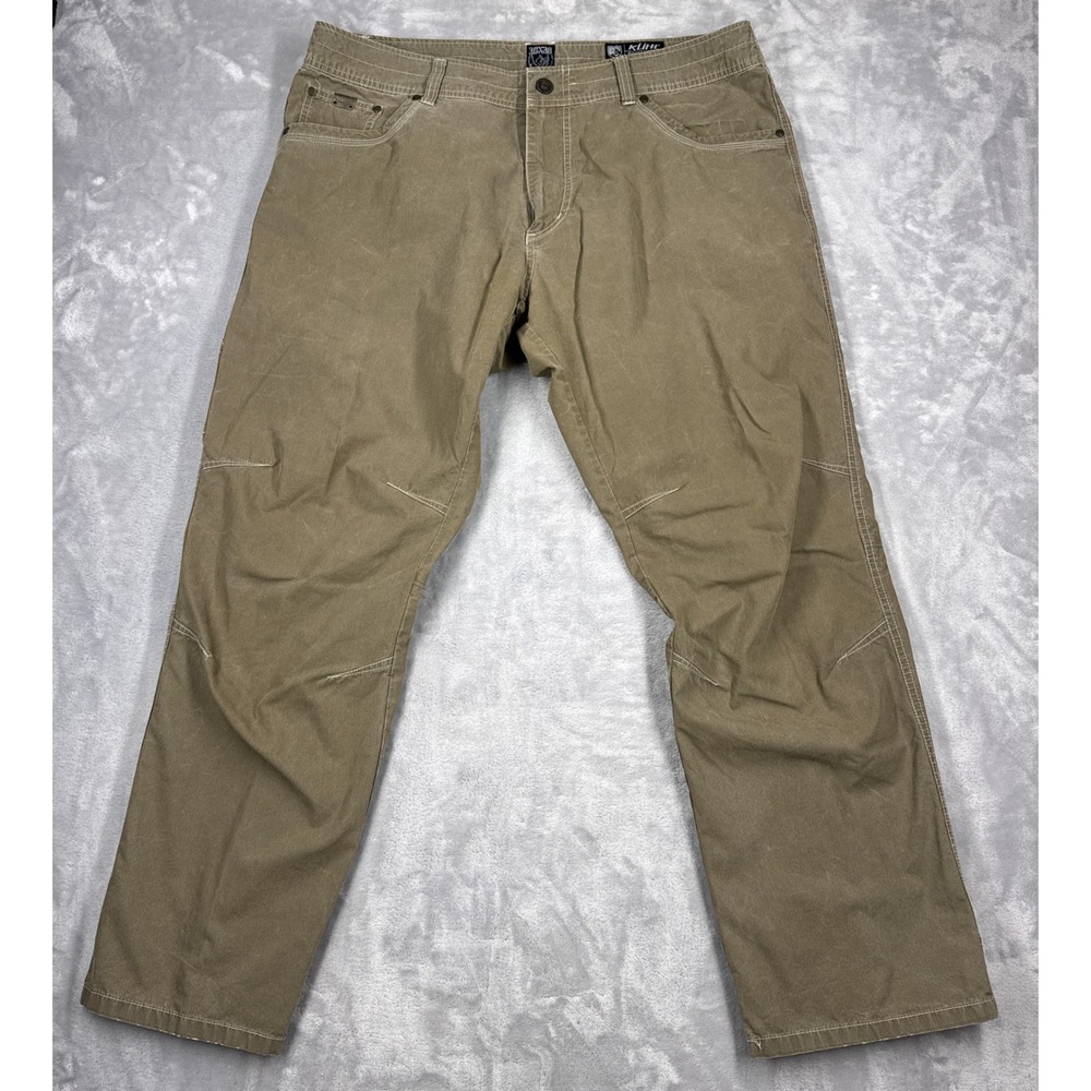 KUHL Revolvr Hiking Pant Mens 38x30 Brown Olive Articulated Knee Utility Outdoor